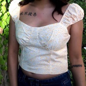 Ditsy Floral Shirred Back Milkmaid Top